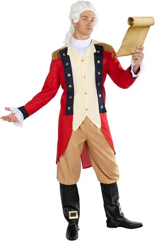 Morph George Washington Costume Adult With Wig, Founding Father Costume, Colonial Costumes Men, Halloween Costumes For Men in Saudi Arabia