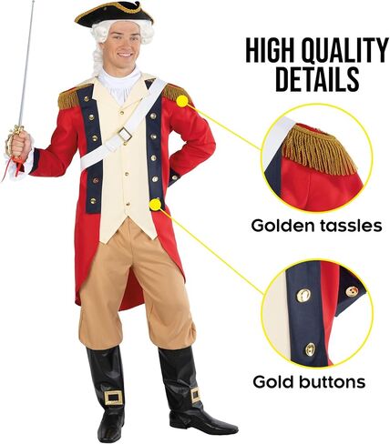 Morph George Washington Costume Adult With Wig, Founding Father Costume, Colonial Costumes Men, Halloween Costumes For Men in Saudi Arabia