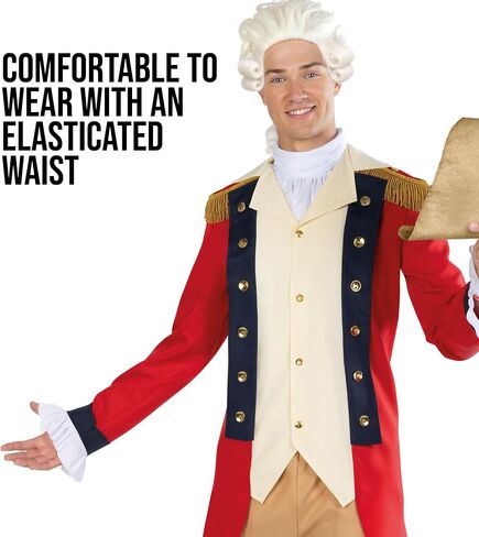 Morph George Washington Costume Adult With Wig, Founding Father Costume, Colonial Costumes Men, Halloween Costumes For Men in Saudi Arabia