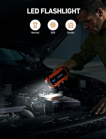 AstroAI P10 Car Battery Jump Starter, 5000A Portable Jump Starter Battery Pack for Up to 10L Gas & 8L Diesel Engines, 12V Lithium Jump Box, Auto Booster Pack with 3-Mode LED Lights & Jumper Cable in Saudi Arabia