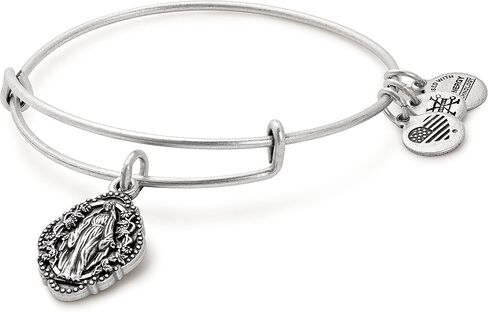 سوار Alex and Ani Divine Guides قابل للتوسيع للنساء، سحر محفور للأم ماري، لمسة نهائية رافيلية، من 2 إلى 3.5 بوصة in Kuwait