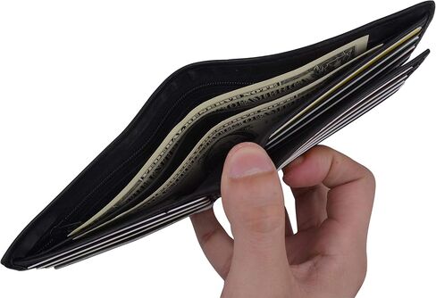 محفظة RFID للرجال مصنوعة من الجلد ثنائي الطي ومتعددة البطاقات ومزودة بقلاب في المنتصف in Kuwait
