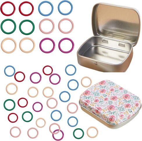 50Pcs Round Shape Knitting Stitch Marker with Floral Design Small Tin Box in Saudi Arabia
