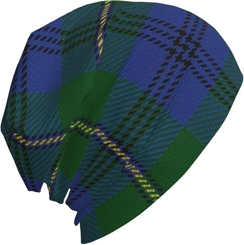 Beanie Hat Tartan Plaid Slouchy Knit Hat, Warm Stretchy Headwear for Men & Women, Winter Fall Accessory in Saudi Arabia