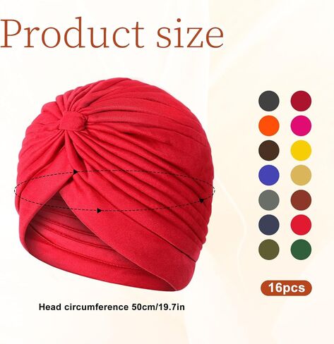 16 Colors Turbans for Women, Polyester Turban Head Wraps for Women, Soft and Stretchable Beanie Turbans and Head Wraps, Solid Hair Turban Coverings in Saudi Arabia