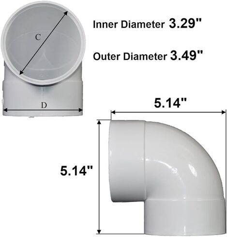 NDS 3P02 PVC 90-Degree Elbow, 3-Inch, for Hub X Hub solvent-weld connections, for Use with 3-Inch Sewer and Drain Pipes, White in Saudi Arabia