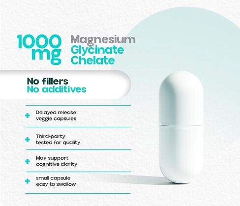 Atempo Natural Magnesium Glycinate 1000mg – 120 Vegan Capsules – High Absorption Chelated Magnesium – Elemental Support for Muscle, Nerve & Metabolic Function in Saudi Arabia