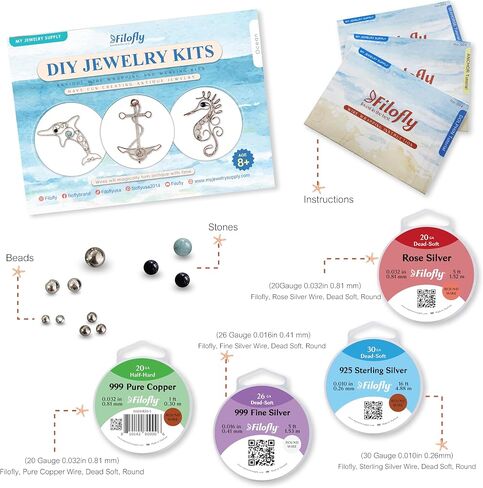 Filofly DIY Jewelry Making Kit 002 with Materials and Instructions to Make Wire Tree, Lotus Pendant, Wire Lily Wire Wrapping Wire Weaving Gift in Kuwait