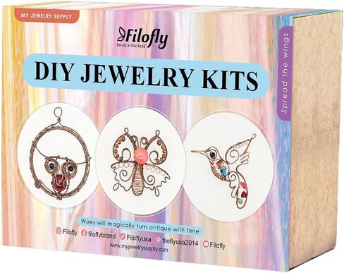 Filofly DIY Jewelry Making Kit 002 with Materials and Instructions to Make Wire Tree, Lotus Pendant, Wire Lily Wire Wrapping Wire Weaving Gift in Kuwait
