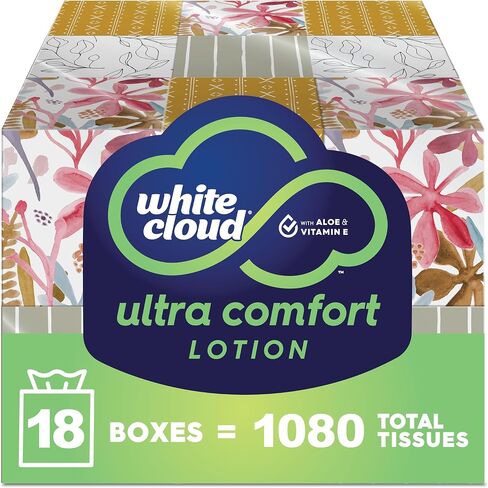 White Cloud Ultra Soft 3-Ply Facial Tissue, 18 Box Multipack, 120 Tissues Per Box in Saudi Arabia