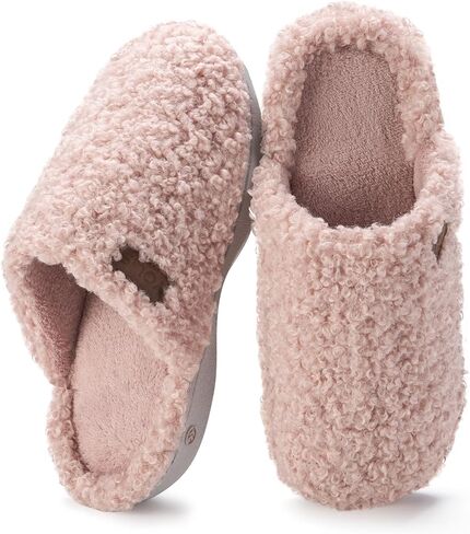 YOLIS Fuzzy Slippers for Women, Fluffy House Slippers with Memory Foam and Arch Support, Warm Cozy House Shoes for Indoor and Outdoor Wear Size 6-12 in Saudi Arabia