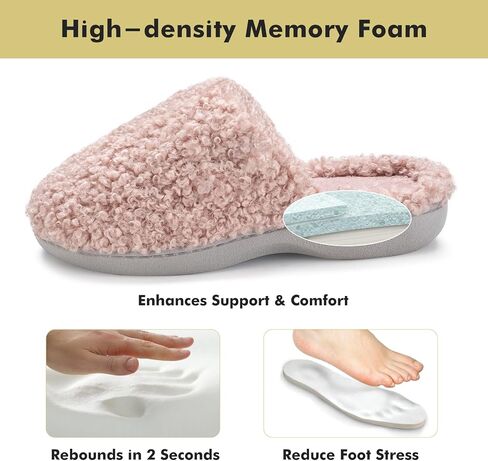 YOLIS Fuzzy Slippers for Women, Fluffy House Slippers with Memory Foam and Arch Support, Warm Cozy House Shoes for Indoor and Outdoor Wear Size 6-12 in Saudi Arabia