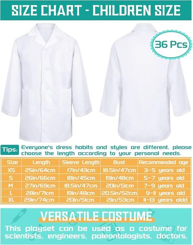 Newcotte 20 Pcs Unisex Kids Lab Coat Soft Children Science Doctor White Toddler Costume for Boys Girls Cosplay School (Large) in Saudi Arabia