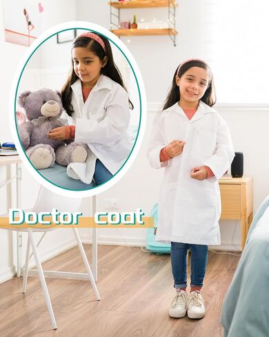 Newcotte 20 Pcs Unisex Kids Lab Coat Soft Children Science Doctor White Toddler Costume for Boys Girls Cosplay School (Large) in Saudi Arabia