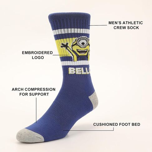 Minions Minion Bello Mens Athletic Crew Socks in Saudi Arabia