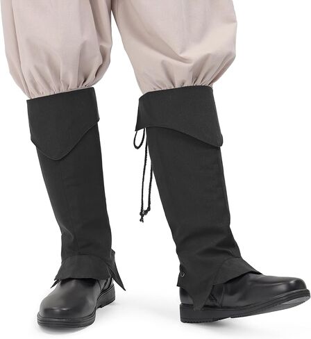 Medieval Pirate Boot Covers Costume Renaissance Linen Leg Gaiters Tie Up LARP Ren Faire Accessories in Kuwait