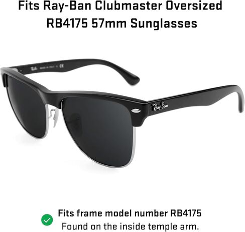 Revant Replacement Lenses Compatible With Ray-Ban Clubmaster Oversized RB4175 57mm, Non-Polarized, Black Chrome Mirrored in Saudi Arabia
