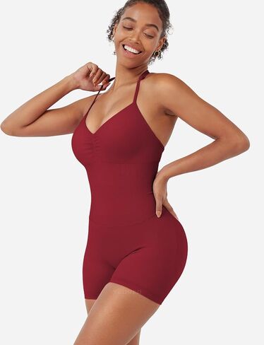 YEOREO SoftHue بدلة تمرين قطعة واحدة للنساء بذلة قصيرة بدون ظهر بدون أكمام مضلعة Bodycon الصالة الرياضية واليوجا رومبير in Kuwait