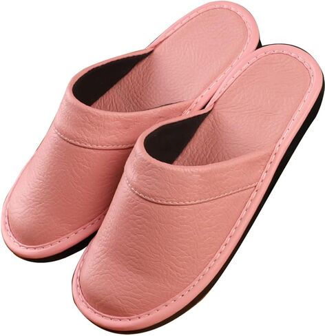 XUEMML Leather Slippers Women Indoor Outdoor，leather Sandals Closed Toes，Couple's Home Indoor Breathable Non-slip Slippers Women in Saudi Arabia