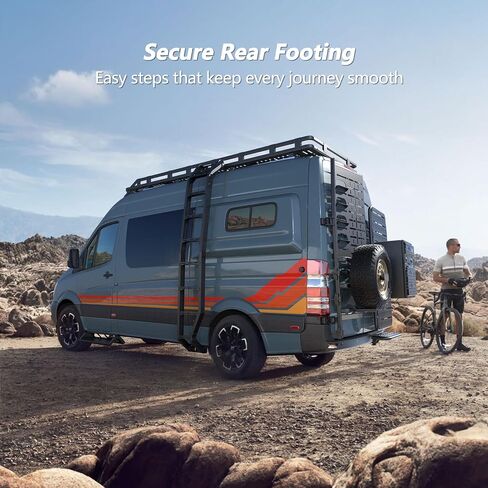 عتبة خلفية من الألومنيوم لسيارة Mercedes-Benz Sprinter Van 2007-Current، خطوة متينة غير قابلة للانزلاق من جانب الركاب لسهولة الدخول، أسود، مطور in Kuwait