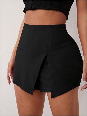WDIRARA Women's High Waisted Split Hem Skorts Stretch Mini Skirt Shorts in Saudi Arabia