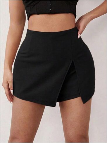 WDIRARA Women's High Waisted Split Hem Skorts Stretch Mini Skirt Shorts in Saudi Arabia
