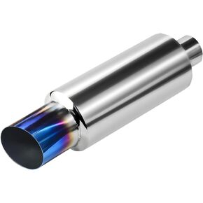 Exhaust Muffler, 2" Inlet 3" Outlet Stainless Steel Universal Exhaust Tip 15" Length Burnt Blue in Saudi Arabia