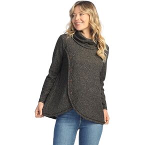Jess & Jane Women's Curve Cowl Neck Button Wrap Top - FT1 in Kuwait