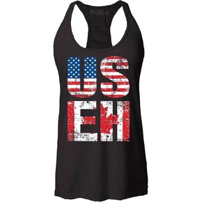 shop4ever® US EH American Canadian Flag Humor Women's Racerback Tank Top Slim Fit in Kuwait