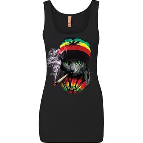 Rasta Cat Women's Tank Top Smoking Joint 420 Jamaica Marijuana Pot Weed Top in Saudi Arabia