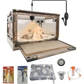 GIFANK Incubator for Puppies with Heating Large Brooder Nursery Kitten Incubator for Puppies with Pet Bed Mat,Pet Medicine Feeder,Temperature Detection and Nebulization Kit 55L in Saudi Arabia