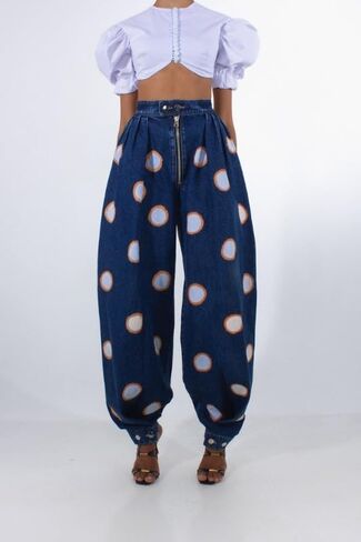 utcoco Women's High Waisted Balloon Jeans Zip Front Baggy Denim Pants with Adjustable Cuffs Trendy Wide Leg Trousers in Saudi Arabia