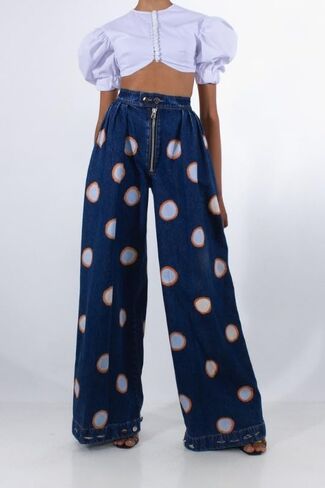 utcoco Women's High Waisted Balloon Jeans Zip Front Baggy Denim Pants with Adjustable Cuffs Trendy Wide Leg Trousers in Saudi Arabia