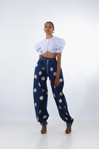 utcoco Women's High Waisted Balloon Jeans Zip Front Baggy Denim Pants with Adjustable Cuffs Trendy Wide Leg Trousers in Saudi Arabia