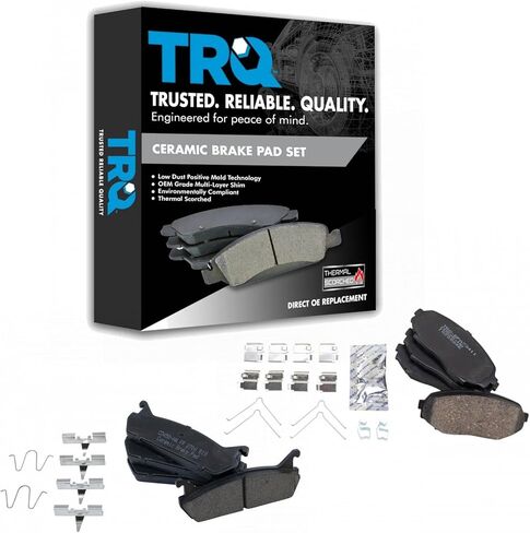 TRQ Front and Rear Brake Pad Set Ceramic Hardware Compatible with 1990-1993 Mazda Miata in Saudi Arabia