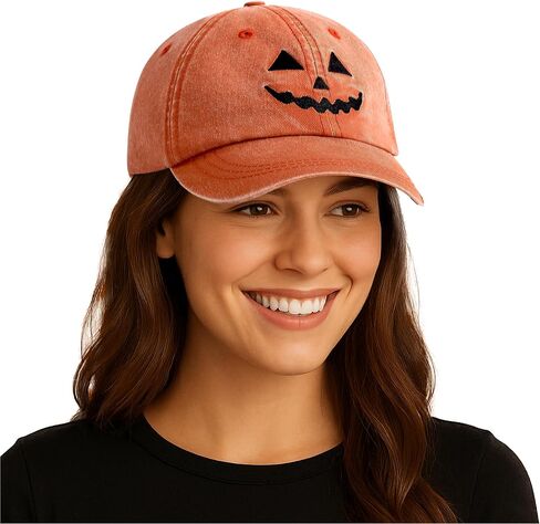 Halloween Pumpkin Hat Funny Jack O’ Lantern Baseball Cap – Vintage Adjustable Spooky Season Costume Accessory in Saudi Arabia