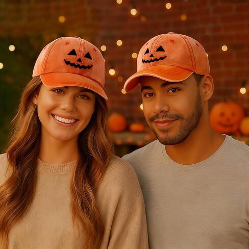 Halloween Pumpkin Hat Funny Jack O’ Lantern Baseball Cap – Vintage Adjustable Spooky Season Costume Accessory in Saudi Arabia