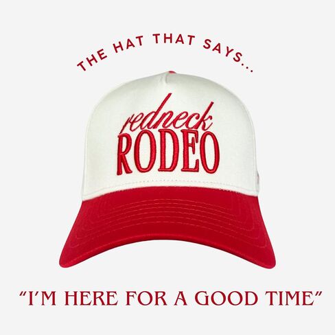 Vintage Country Trucker Hat | Snapback | Western Cute Caps for Cowgirls and Cowboys | Embroidered | Red and Cream Trucker Hat in Saudi Arabia