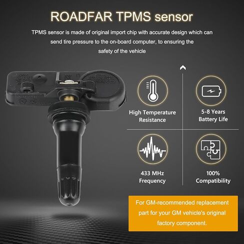 ROADFAR TPMS Sensor 433MHZ Tire Pressure Sensor Fits 2022-2024 For Cadillac 2021-2024 For Chevrolet Silverado 2022-2024 For GMC Sierra Replaces 13533166 13542523 Sets of 4 in Saudi Arabia