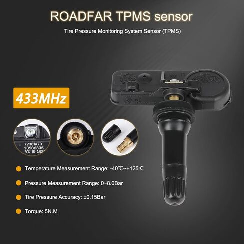 ROADFAR TPMS Sensor 433MHZ Tire Pressure Sensor Fits 2022-2024 For Cadillac 2021-2024 For Chevrolet Silverado 2022-2024 For GMC Sierra Replaces 13533166 13542523 Sets of 4 in Saudi Arabia