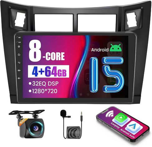 2+64G Android 13 CarPlay Car Stereo Radio for Toyota Yaris 2006-2011, 9'' HD Touch Screen Compatible with Android Auto, AHD Backup Camera, Mirror Link, GPS, WiFi, FM RDS in Saudi Arabia