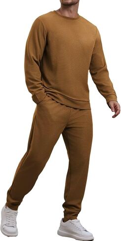 Mens Tracksuit 2 Piece Sweatsuits Sets Long Sleeve Pullover Sweatshirt and Pants Set Casual Jogging Outfits in Kuwait