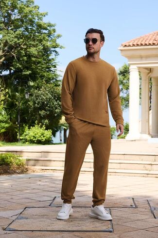 Mens Tracksuit 2 Piece Sweatsuits Sets Long Sleeve Pullover Sweatshirt and Pants Set Casual Jogging Outfits in Kuwait