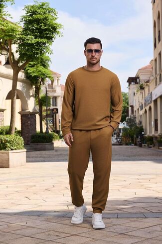 Mens Tracksuit 2 Piece Sweatsuits Sets Long Sleeve Pullover Sweatshirt and Pants Set Casual Jogging Outfits in Kuwait