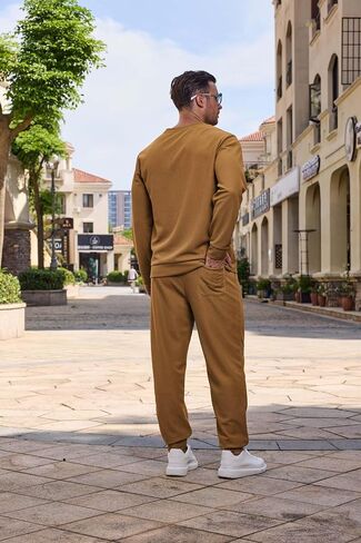 Mens Tracksuit 2 Piece Sweatsuits Sets Long Sleeve Pullover Sweatshirt and Pants Set Casual Jogging Outfits in Kuwait