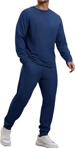 Mens Tracksuit 2 Piece Sweatsuits Sets Long Sleeve Pullover Sweatshirt and Pants Set Casual Jogging Outfits in Kuwait