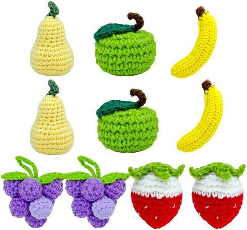 10 Pieces Cute Crochet Fruits Finished Crochet Orange Persimmon Apple Peach Strawberry Charm Handmade Knitted Artificial Fruits for Home Kitchen Party Photo Prop Decoration in Saudi Arabia