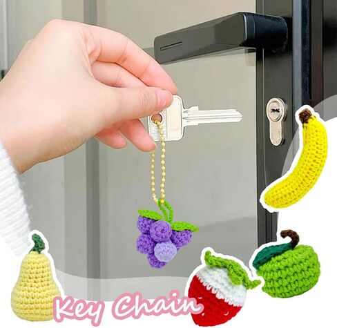 10 Pieces Cute Crochet Fruits Finished Crochet Orange Persimmon Apple Peach Strawberry Charm Handmade Knitted Artificial Fruits for Home Kitchen Party Photo Prop Decoration in Saudi Arabia