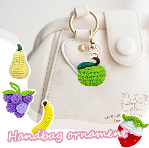 10 Pieces Cute Crochet Fruits Finished Crochet Orange Persimmon Apple Peach Strawberry Charm Handmade Knitted Artificial Fruits for Home Kitchen Party Photo Prop Decoration in Saudi Arabia