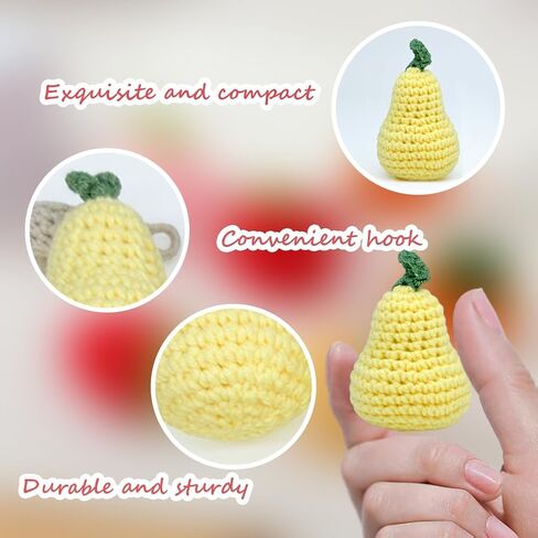 10 Pieces Cute Crochet Fruits Finished Crochet Orange Persimmon Apple Peach Strawberry Charm Handmade Knitted Artificial Fruits for Home Kitchen Party Photo Prop Decoration in Saudi Arabia
